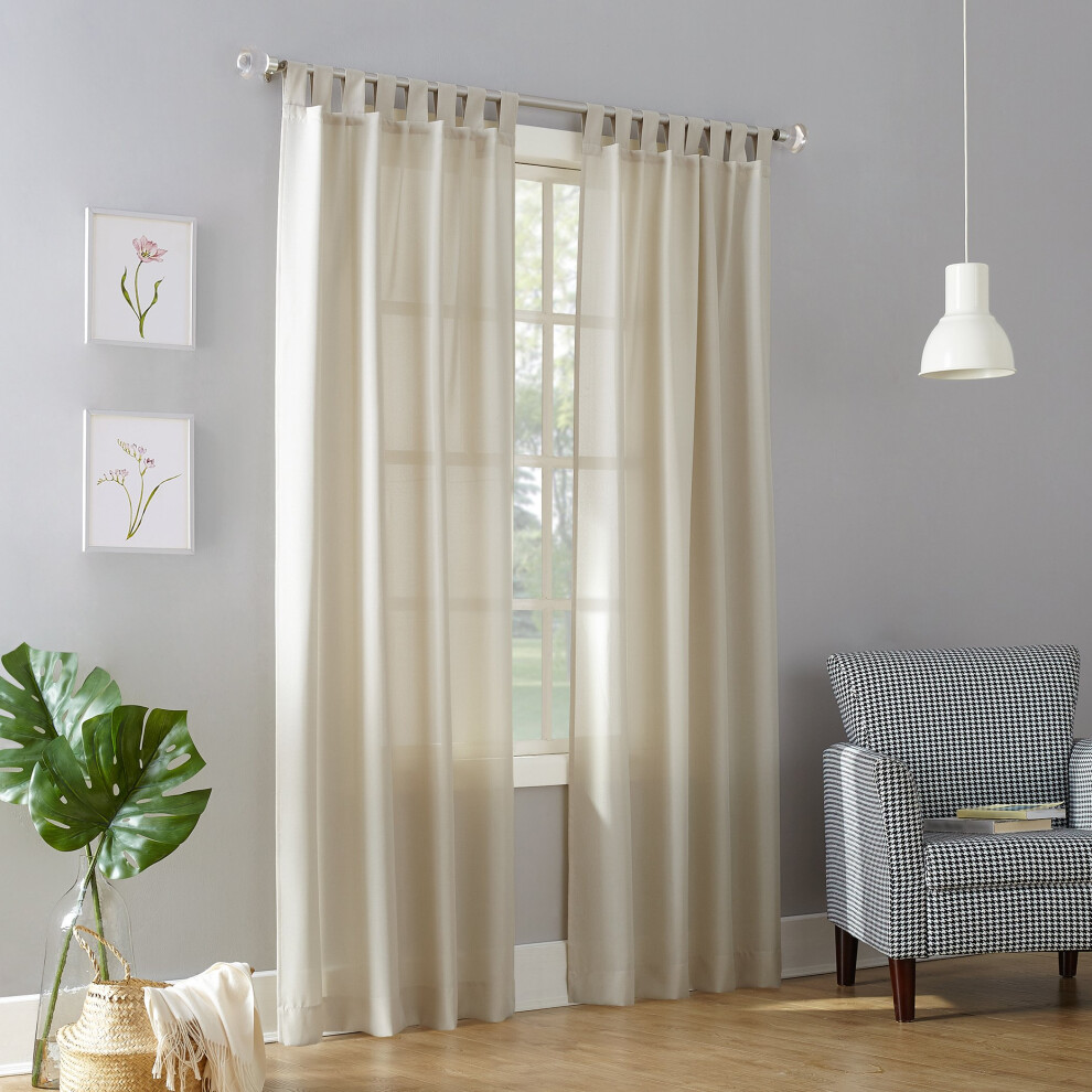 N    918 Trevor Rideau semi-transparent     passants, texture chin   e, panneau simple, 40"" x 108"" (   cru)