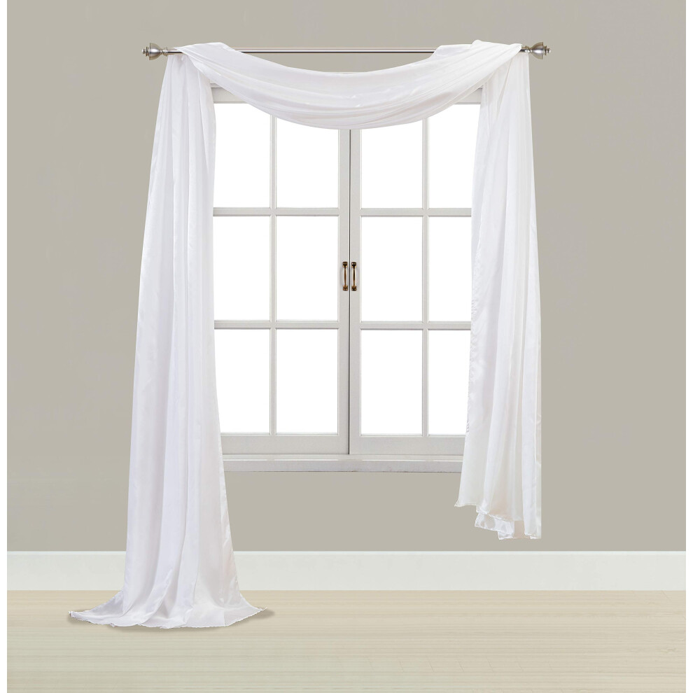 Cantonni Re De Fen Tre En Satin Elitehomeproducts, Enti Rement Cousue Et Ourl E (Blanc 140 X 540 Cm)-image