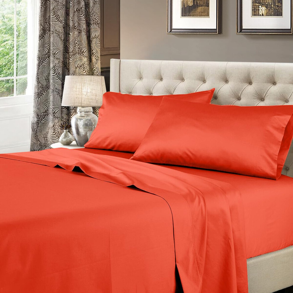 Royal Hotel Bedding Top-Split-California-King : Draps de lit ajustables Cal King 4 pi   ces corail uni 100 % coton 600 fils au pouce carr    avec poc
