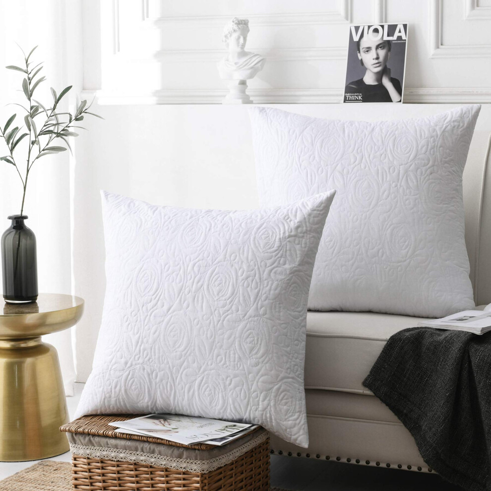 MarCielo Lot de 2 housses de coussin Euro 26 x 26 cm Blanc