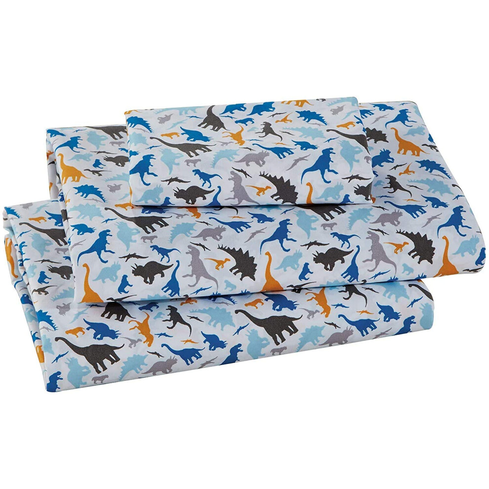 Parure de lit pour gar   on/adolescent Royal Dino, dinosaures de diff   rentes couleurs, orange, marron, bleu, gris, neuf # Royal Dinosaur (plein)