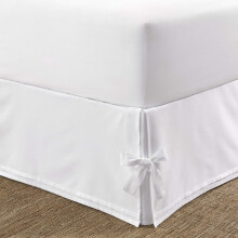 Laura Ashley Home - Corner Tied Tailored Bedskirt Luxury Bedroom Decor Wrinkle & Fade Resistant (White Full)