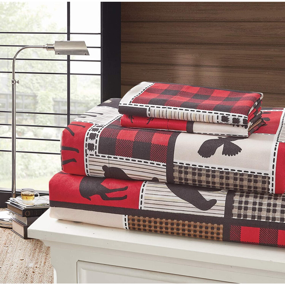 Parure de lit king size Virah Bella 4 pi   ces - Lodge Life - Parure de lit     th   me Lodge Rouge Noir