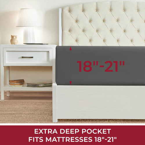 Lençol Ajustado Cal King Extra Profundo - Coleção Icônica com Bolsos de até 21 polegadas - Macio e Fresco 2