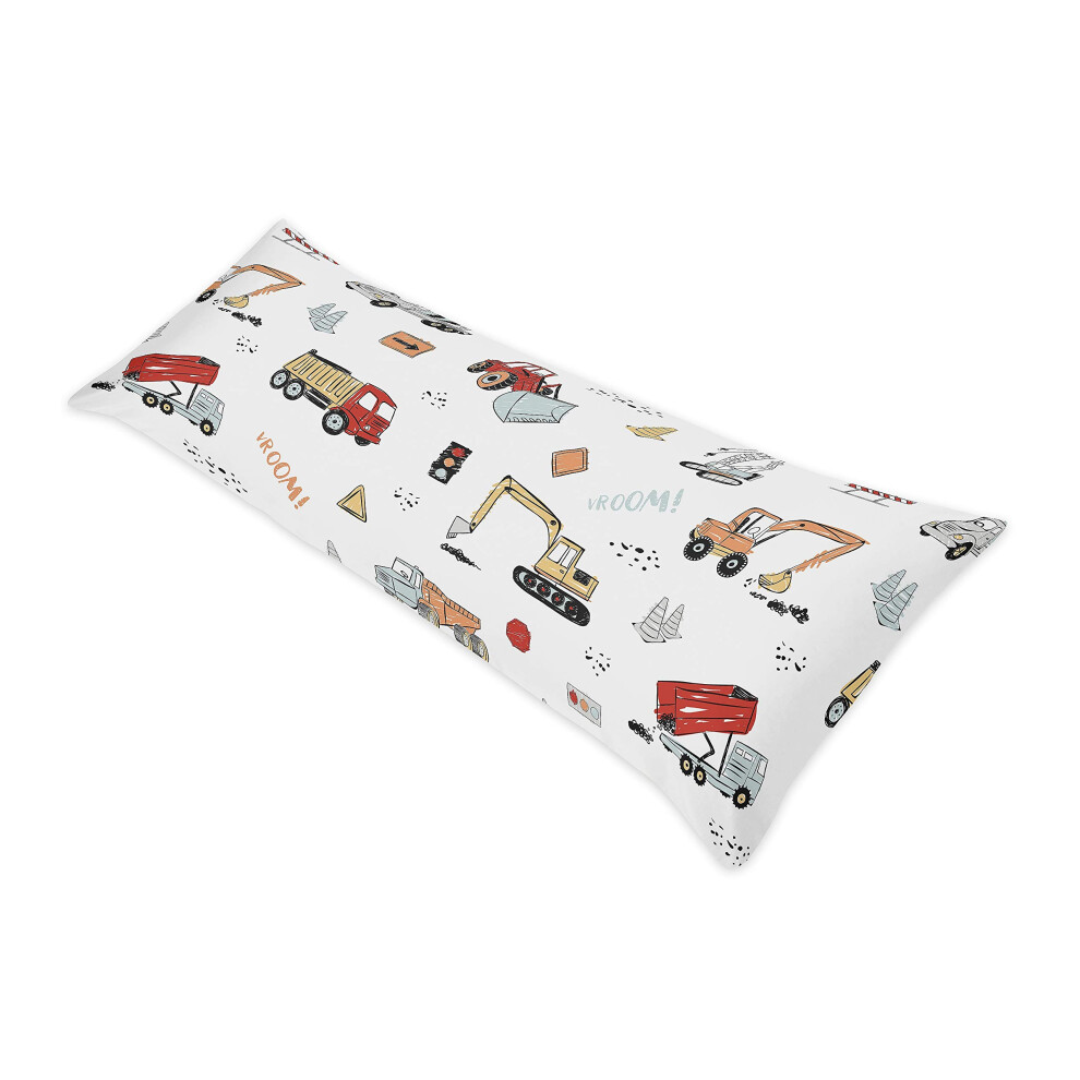 Housse de coussin Sweet Jojo Designs     motif de camion de chantier (oreiller non inclus) - Gris, jaune, orange, rouge et bleu