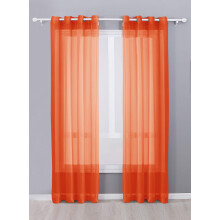 Decotex 2 Piece Sheer Voile Grommet Top Window Curtain Panel Drapes (54"""" X 95"""" Orange)