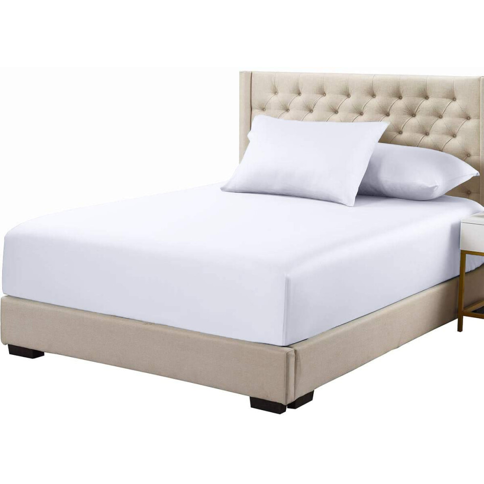 Drap-housse en viscose de bambou, taille King, poche profonde, extr   mement doux, blanc uni