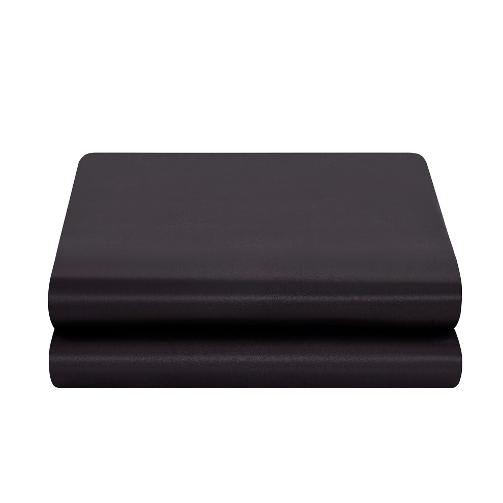 Drap plat en satin uniquement, drap plat complet, drap plat noir 1 pi   ce, drap plat en soie extra douce vendu s   par   ment, complet - noir