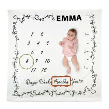 patucia Koc z miesiecznym kamieniem milowym dla dziecka Chlopiec i dziewczynka Uniseksowy koc z miesiacem dla noworodka Baby Shower Wykres wzrost