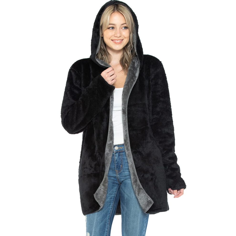 Sweat     capuche en polaire    paisse Safus avec poche - Noir - Grande taille - Pour homme et femme - Chaud et confortable