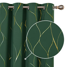 Deconovo Eyelet Curtains  Room Darkening Curtains  Thermal Insulated Gold Wave Foil Printed Curtains for Kids Bedroom  52 x 54 Inch (Width x Length)