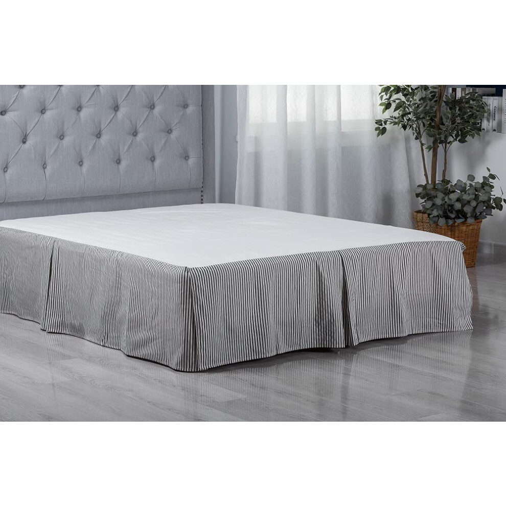 Jupe de lit en coton King Size Jupe de lit sur mesure 16 pouces de hauteur Rayures imprim  es noires et blanches 78"""" x 80"""".