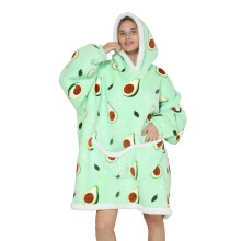 SZCMSM Übergroße Kapuzendecke, Sweatshirt, tragbare Decke für Erwachsene, Frauen und Männer, weich, warm, bequem, Sherpa-TV-Decke, Avocadogrün