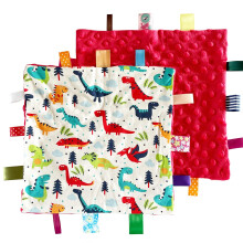 FOMAISELF 1 PC Czerwony Dinozaur Baby Tag Koc Sliczne Etykiety Koc Male Tagi Koc Bezpieczenstwa dla Dzieci Malych Prezentw (9,84x9,84 cala)