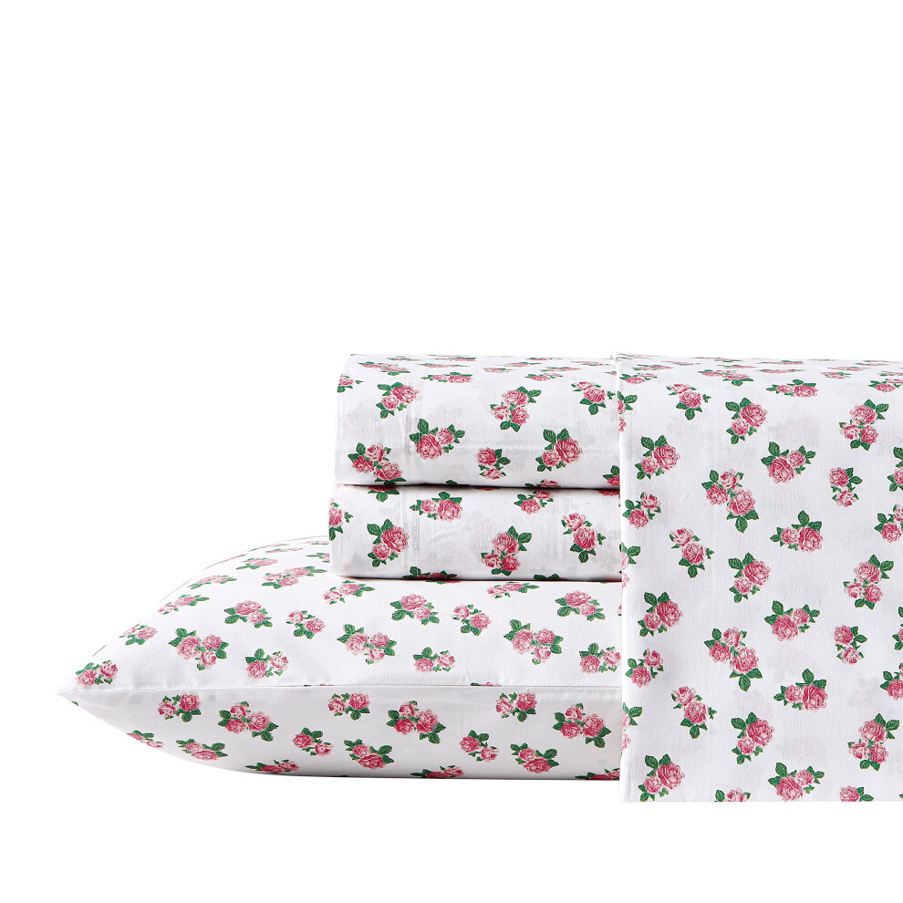 Betsey Johnson- Queen Sheet Set  Cotton Percale Bedding Set  Crisp & Cool  Lightweight & Breathable (Teeny Tiny Roses  Queen)-image-OPC-PGC2WDG-NEW
