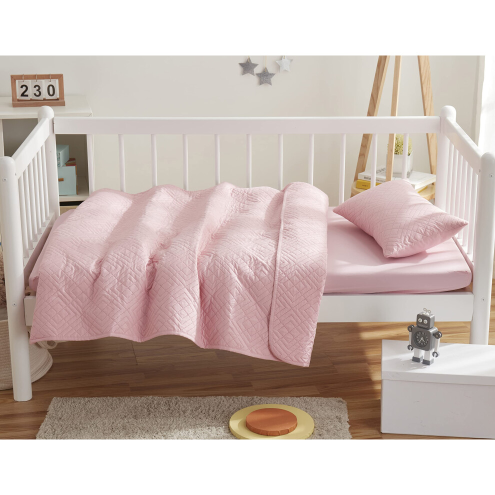 Parure de lit Clara Clark pour tout-petits, couvre-lit 3 pi   ces, toutes saisons, ultra doux et respirant, rose p   le