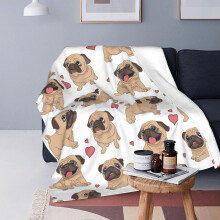 S?de Mops Hundehvalpe Pladet?ppe Bl?de Senget?pper Letv?gts Hyggelig Plys Flanell Fleece T?ppe til Sofa Sofa Sovev?relse 60""""X50""""