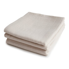 Lingettes b b en mousseline Mushie | 100 % coton biologique | 59,7 x 59,7 cm (brouillard), lot de 3