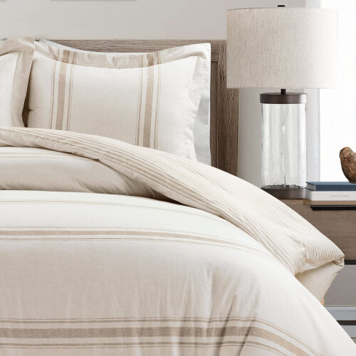 Lush Decor Comforter Farmhouse Stripe King Neutral 2
