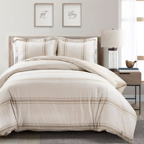 Lush Decor Comforter Farmhouse Stripe King Neutral