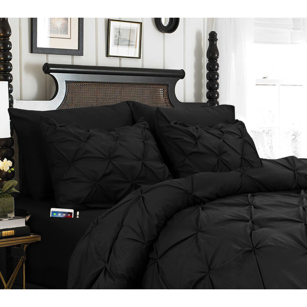Elegant Comfort 8-Piece Pinch Pleated Comforter Set Bed-in-a-Bag Silky Soft Set Includes Sheet Set with Storage Pockets 8PC Pinch Pleated Comforter