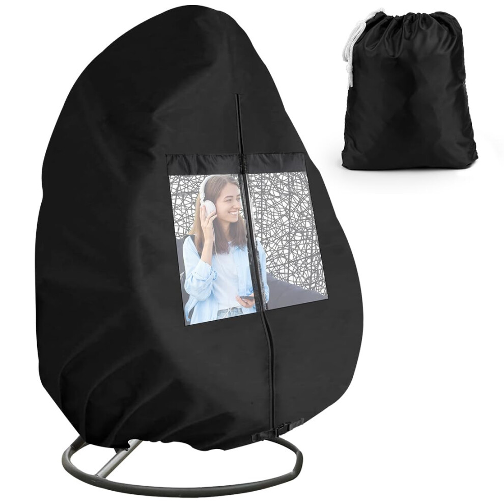 iCOVER Patio Egg Chair Cover  Patented Outdoor Wicker Egg Chairs Covers with Transparent Window  Waterproof Lightweight Egg Swing Seats Protector with