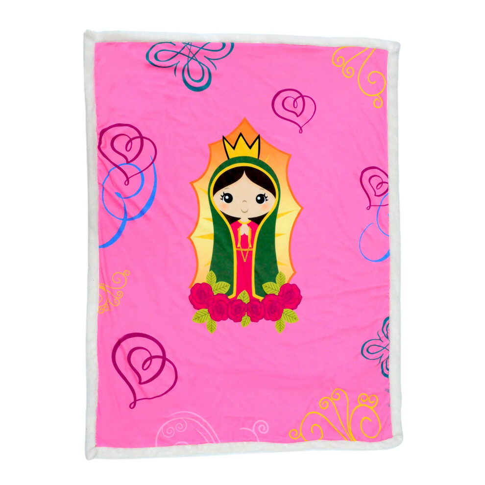 Plush Virgin Mary Our Lady Of Virgen De Guadalupe Baby Double Blanket Super Soft Baby Double Blanket (50X40 Inch) 62312 Pink Linzy
