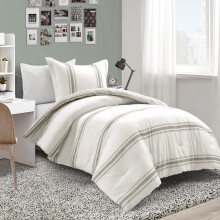 Lush Decor Farmhouse Stripe Vndbar bomullstcken Set 2 delar Set Twin XL Gr - Enkelsngar Set - Dorm Inredning - Randigt Tcken fr barn eller