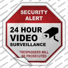 Smart Blonde BS-468s-L Security Alert 24 Hour Video Novelty Octagon Sticker Decal - Large