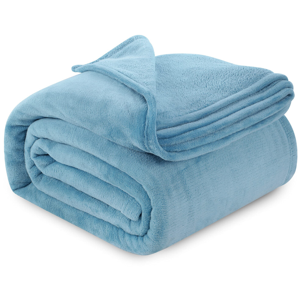 Utopia Bedding Gewassen Blauwe Fleece Deken Queen Size Lichtgewicht Zachte Antistatische Microvezel Deken (90X90 Inch)-image