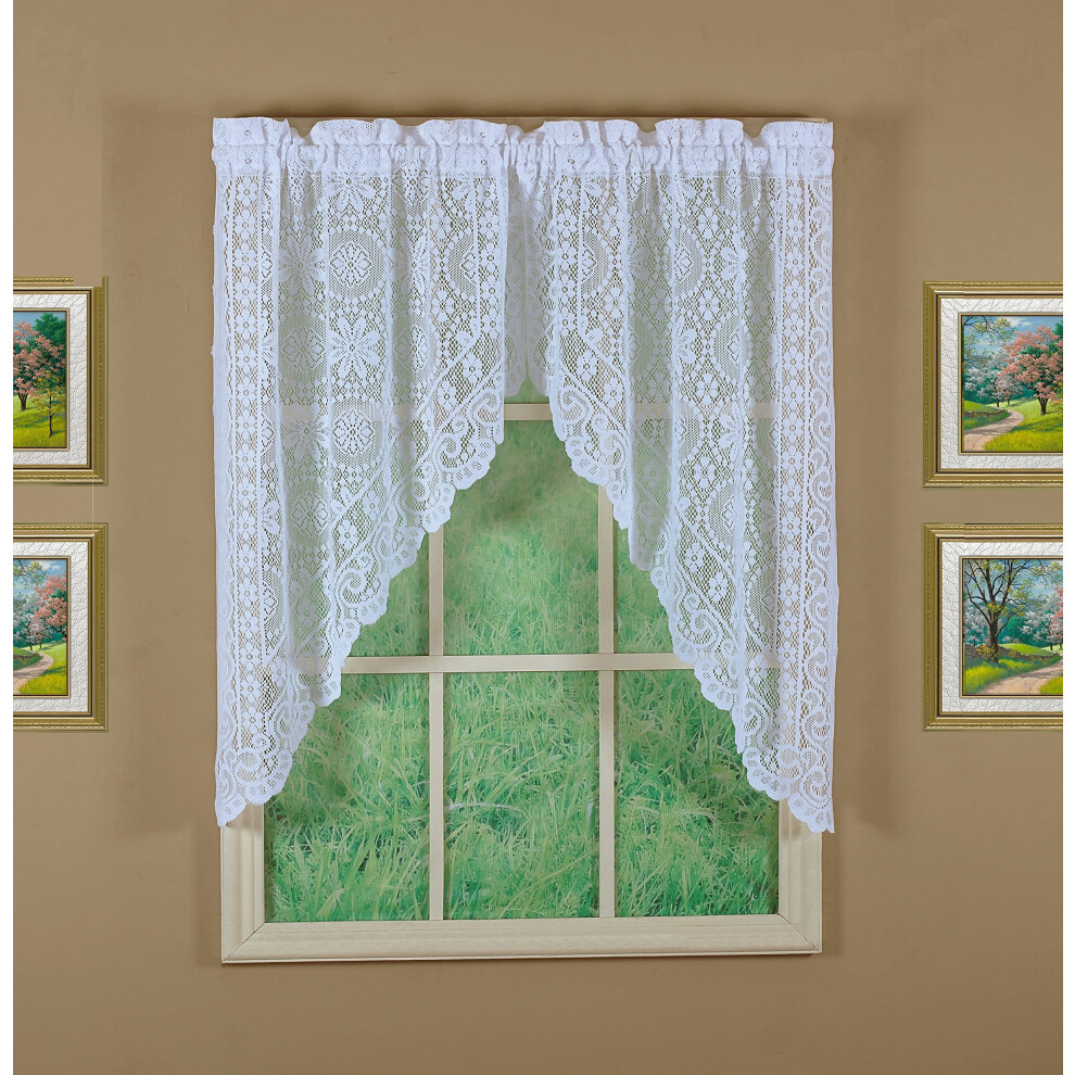 Rideau D'aujourd'Hui Hopewell Premium Lace Swag 38"""" Blanc 58W X 38L-image