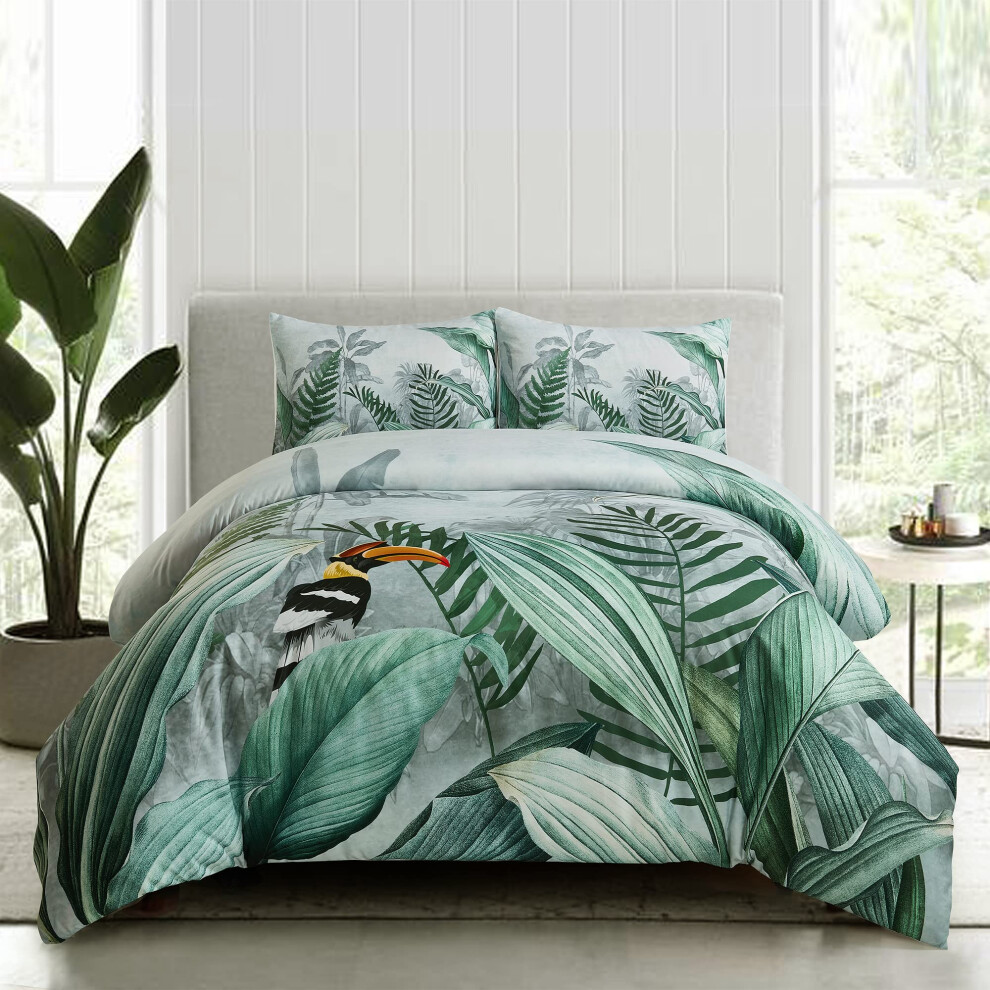 Housse de couette 3 pi  ces Style Quarters Queen Comprend 1 housse de couette + 2 taies d'oreiller Housse de couette Oiseau de for  t tropicale