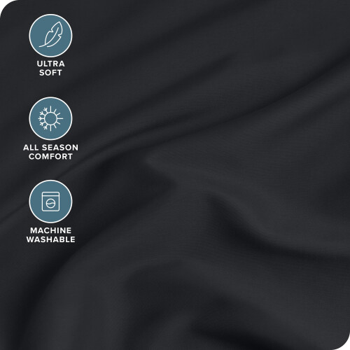 Lençol Ajustável Ultra Macio Microfibra 24 Polegadas para Cama Queen - Preto 1