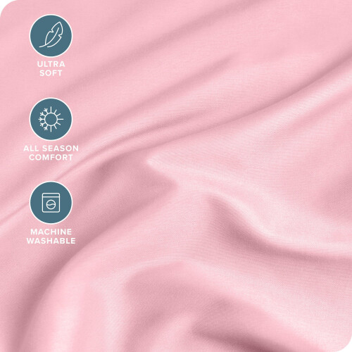 Lençol Ajustável Ultra Macio Microfibra 24 Polegadas Profundo Rainha - Rosa Claro 1