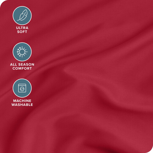 Lençol Ajustável Ultra Macio Microfibra 24 Polegadas Extra Profundo Queen - Vermelho 1