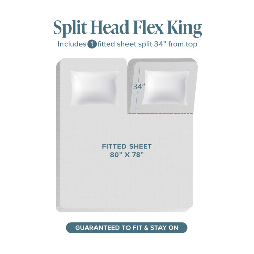 Lençol Ajustado Bare Home Split Head Flex King - Extra Profundo - Microfibra 1800 1