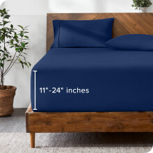 Bare Home Ultrazacht microvezel 24 inch extra diep zaklaken King - donkerblauw
