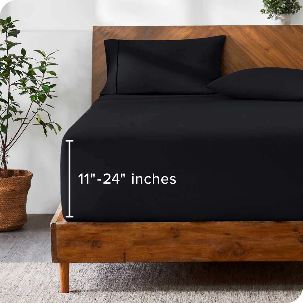 Drap-housse Bare Home en microfibre ultra-douce, 61 cm, poche extra profonde, tr   s grand lit     Noir