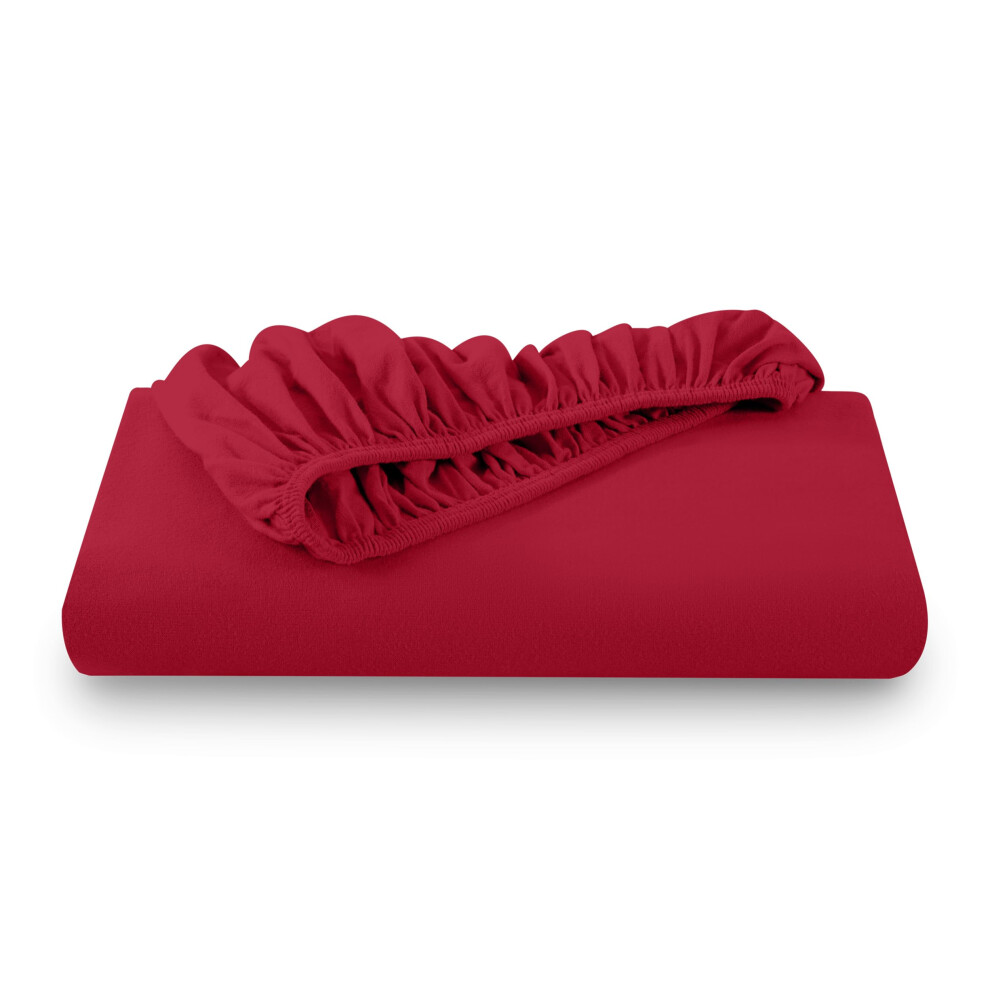 Drap-housse en flanelle Bare Home, 100 % coton, doux et velout   ,    pais, double flanelle bross   e, poche profonde (double rouge)