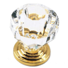 Knob Acrílico Laurey Grande em Latão Polido 82104, Diâmetro 1-3/8 Polegadas