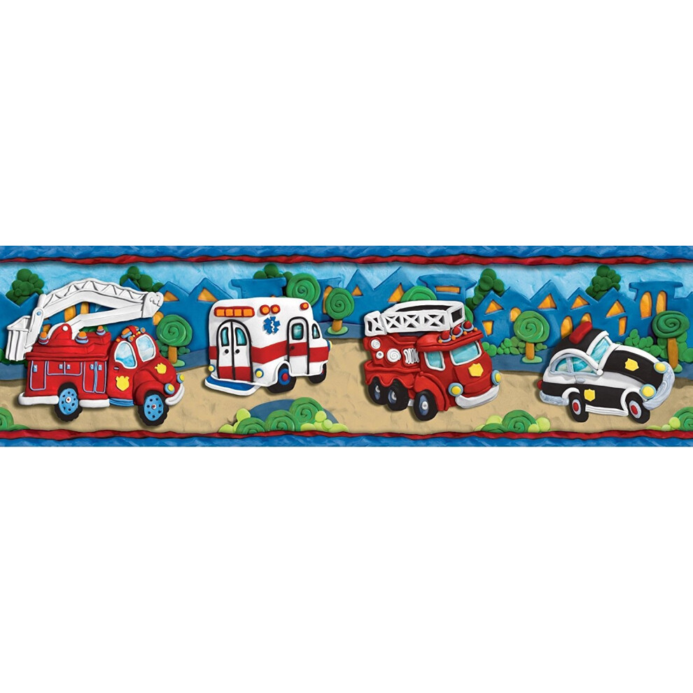 Clay Rescue Vehicles Wallpaper Border - Ambulance Firetruck Fire Truck 010976831317