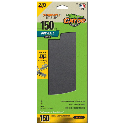 Gator 7159 Lixa de Papel de Parede 150-Grit, 4.5 x 10.5 Polegadas, 6 Folhas