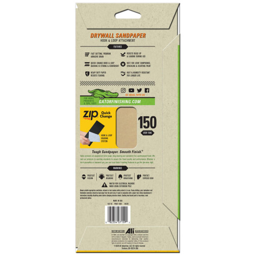 Gator 7159 Lixa de Papel de Parede 150-Grit, 4.5 x 10.5 Polegadas, 6 Folhas 1