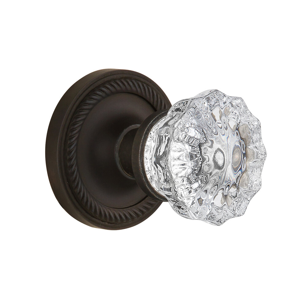 Photos - Door Handle Nostalgic Warehouse 704654 Glass Knob Rope Rosette Crystal Passage - Backset Size: 2.375"""" Oil-Rubbed Bronze