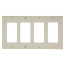 Leviton 80412-NT 4-Gang Decora/GFCI Placa de Parede, Tamanho Padrão, Nylon Termoplástico, Amêndoa Clara