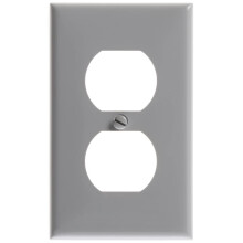 Leviton 80703-GY Placa de Parede para Receptáculo Duplex 1-Gang, Tamanho Padrão, Nylon, Cinza