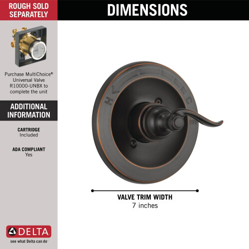 Kit de Acabamento da Válvula DELTA BT14096-OB, Bronze Escovado 2