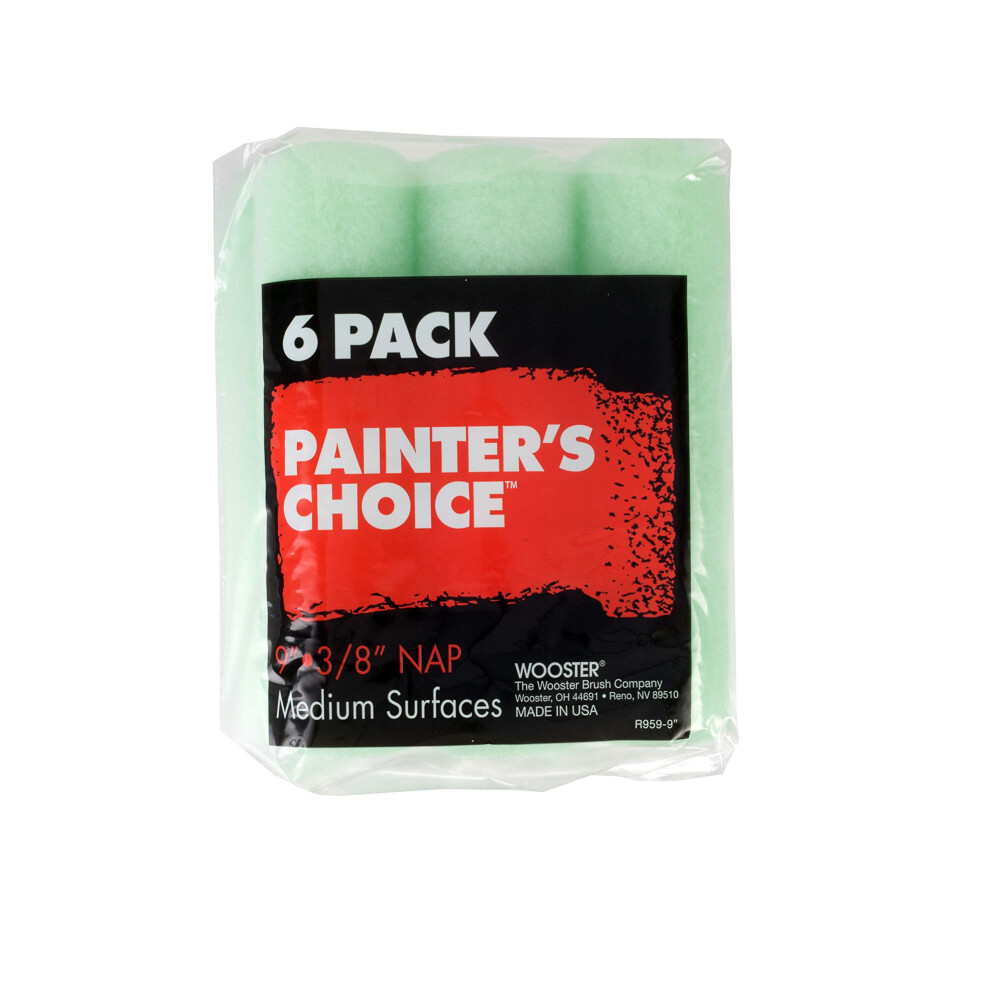 Wooster 6 Count (Pack Of 1) Brush R959 R959-9 Painter's Choice Roller Cover 3/8 Inch Nap 6-Pack 9 Inch 128 071497169815