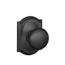 Schlage F10 PLY 622 CAM Maçaneta Plymouth com Acabamento Camelot, Fechadura de Passagem, Preto Fosco