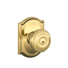 SCHLAGE F40 GEO 605 CAM Camelot Collection Georgian Privacy Knob  Bright Brass